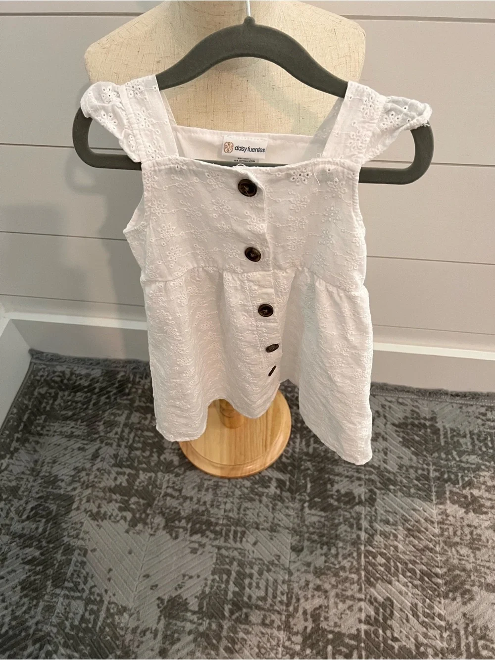 Daisy Fuentes White Eyelet Button-Front Girls dress